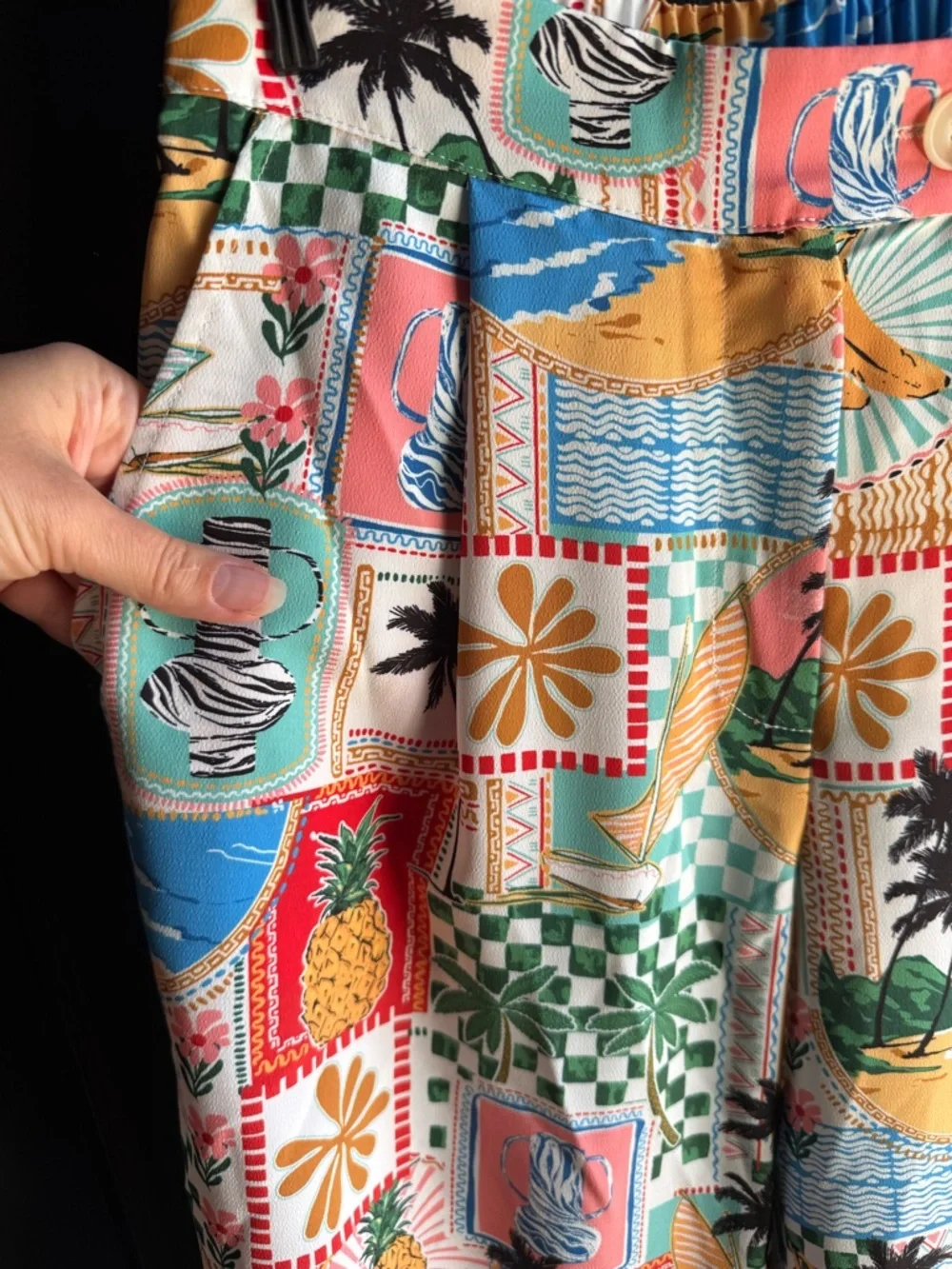 NWT Skies are Blue Castaway Calm Multi TROPICAL PRINT PANTS Size Small - Picture 5 of 13